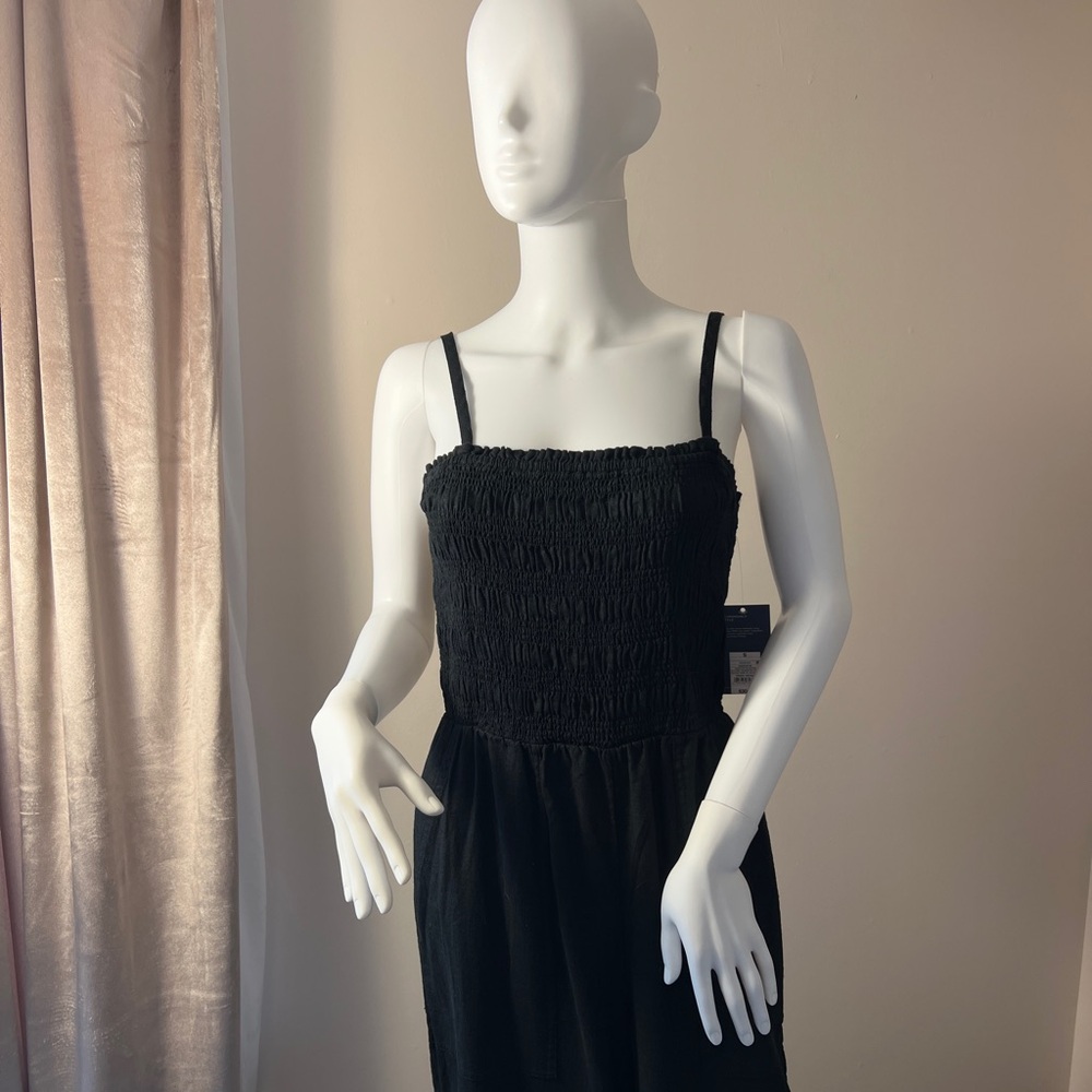 Universal Thread Black Smocked Sleeveless Jumpsuit, Size Small